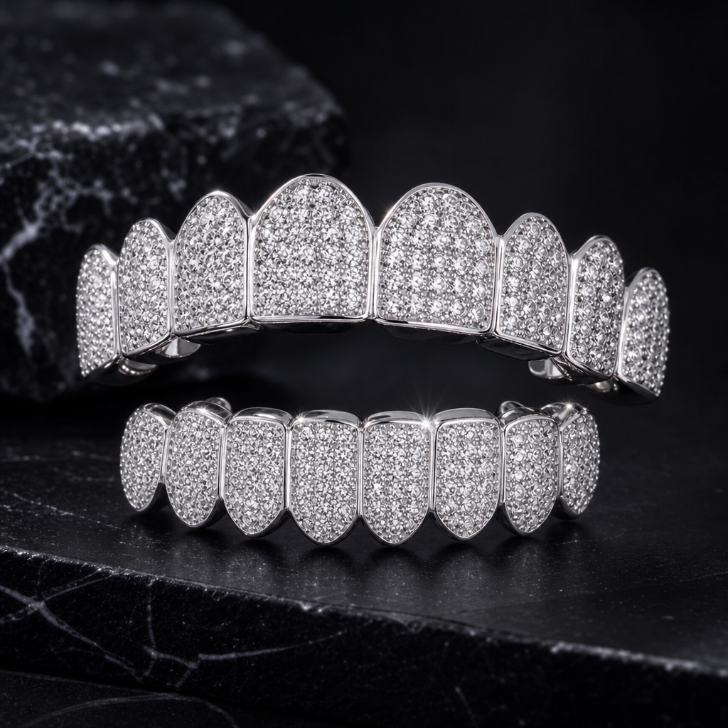 Full‑Pave Diamond Grillz Hip Hop Teeth Jewelry