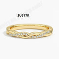 Hot-selling minimalist stackable band ring set, niche light luxury style, S925 sterling silver gold-tone moissanite rings
