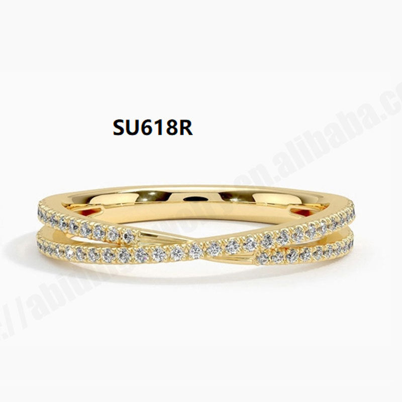 Minimalist Stackable Moissanite Ring Set, Understated Luxury Design, S925 Sterling Silver Gold-Tone Layering Bands