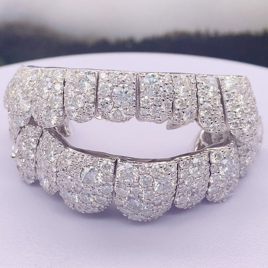 Round‑Cut Full‑Pave Diamond Grillz Hip‑Hop Teeth Jewelry