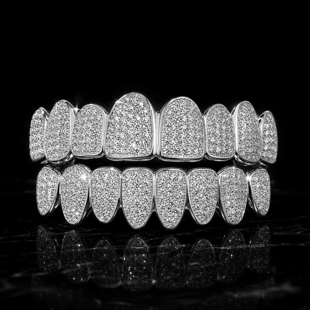 Full‑Pave Diamond Grillz Hip Hop Teeth Jewelry