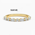 Niche Quiet Luxury Stackable Band Rings, Elegant S925 Sterling Silver Gold-Tone Set With Sparkling Moissanite