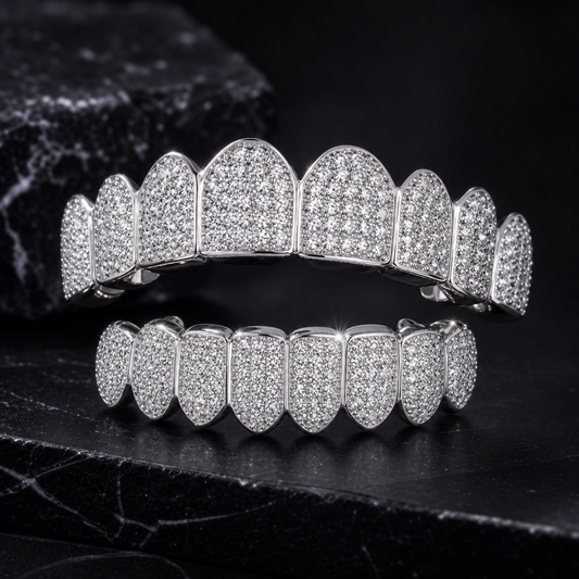 Full‑Pave Diamond Grillz Hip Hop Teeth Jewelry