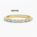 Elegant Stackable Moissanite Band Set, Low-key Niche Style, S925 Sterling Silver Gold-Tone Layering Rings