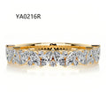 Trendy Minimal Layering Ring Set, Sophisticated Light Luxury, S925 Sterling Silver Gold-Tone Moissanite Stack Rings
