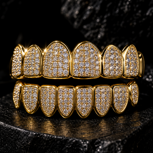 Gold Honeycomb Hip‑Hop Metal Grillz