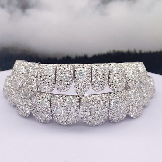 Round‑Cut Full‑Pave Diamond Grillz Hip‑Hop Teeth Jewelry