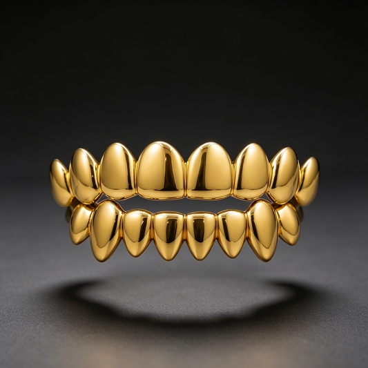 Smooth Solid‑Face Metal Grillz Versatile Hip‑Hop Teeth Jewelry